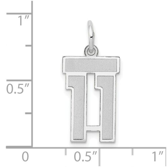 14k White Gold, Jersey Collection, Small Number 11 Pendant - Picture 4 of 5